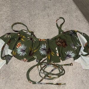 Montce Green and Blue Ruffled Tie Front Bikini